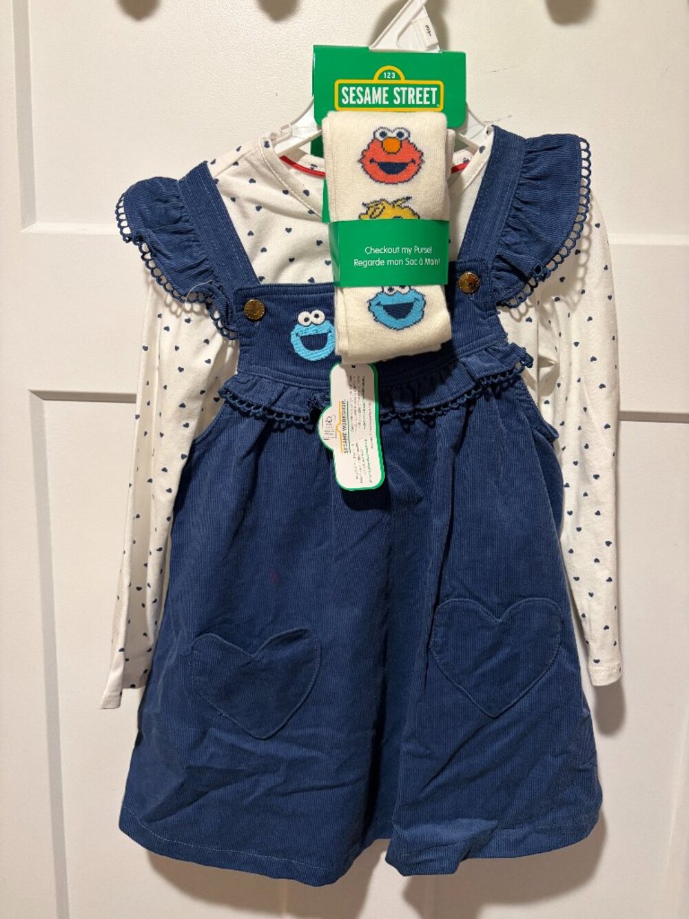 Sesame Street Girls 3T Dress Socks Elmo Purse Cookie Monster Big Bird NWT